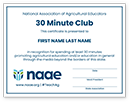 Thirty Minute Club Certificate - click to view larger image